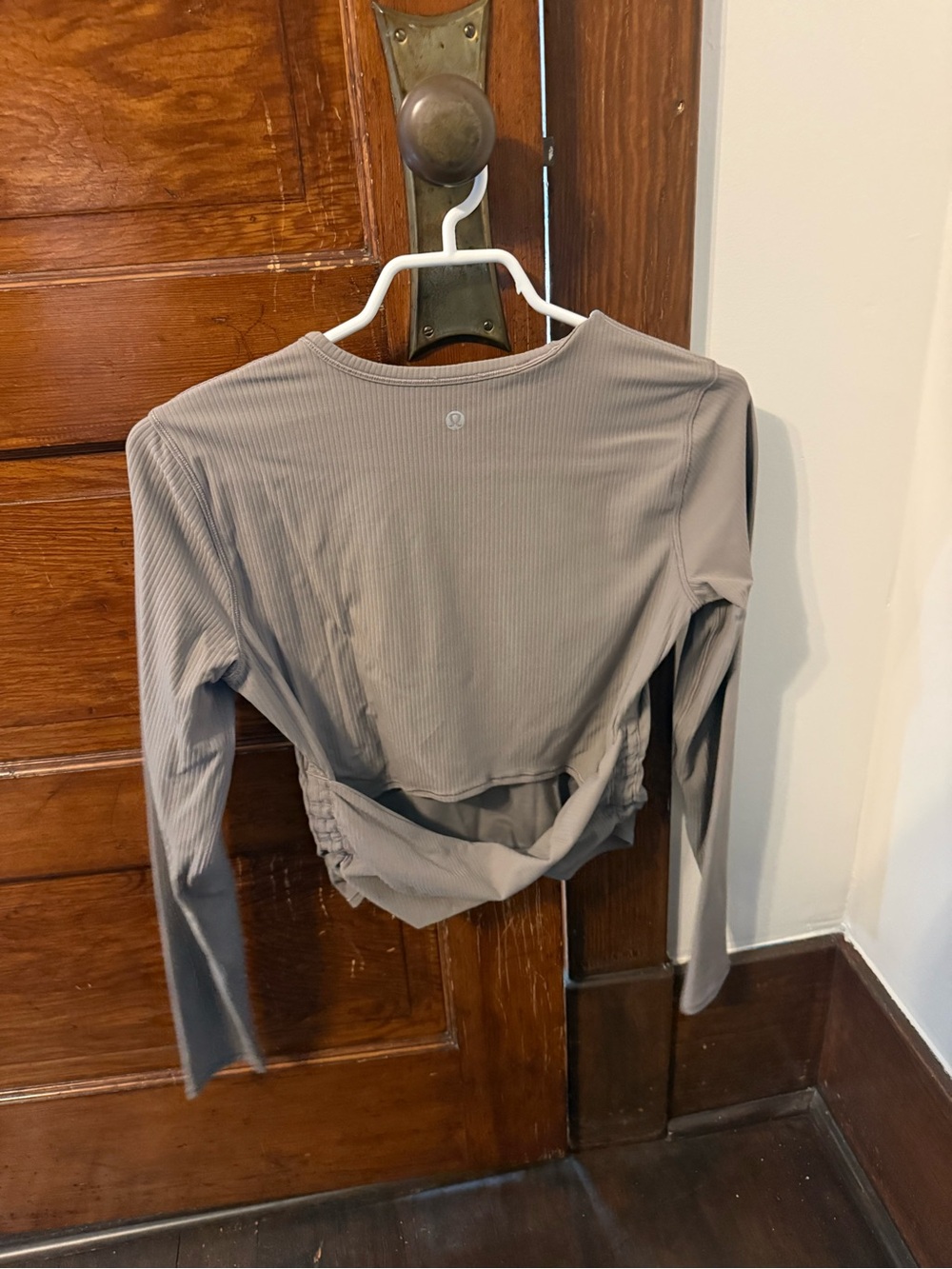 lululemon athletica Ribbed Long-Sleeve Crop Top in Taupe Gray